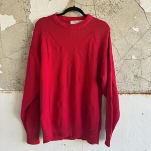 Vtg Fisherman Sweater Red Cable Knit Fox Collection Made in USA Coastal Mens M